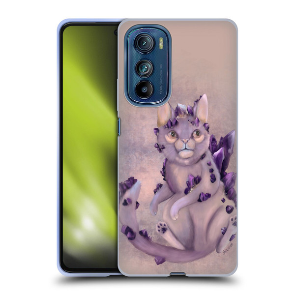Ash Evans Graphics Amethyst Cat Soft Gel Case for Motorola Edge 30