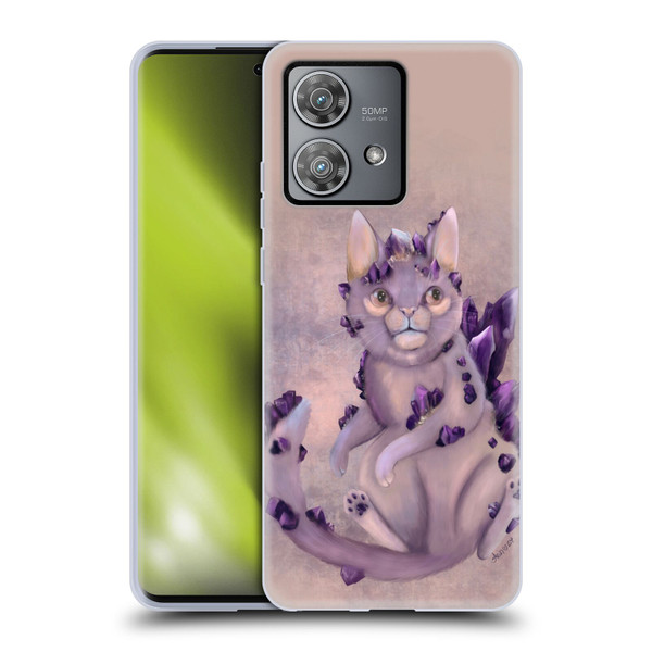 Ash Evans Graphics Amethyst Cat Soft Gel Case for Motorola Edge 40 Neo 5G