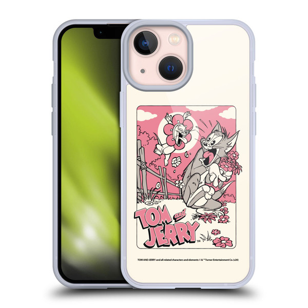 Tom and Jerry Illustration Scary Flower Soft Gel Case for Apple iPhone 13 Mini