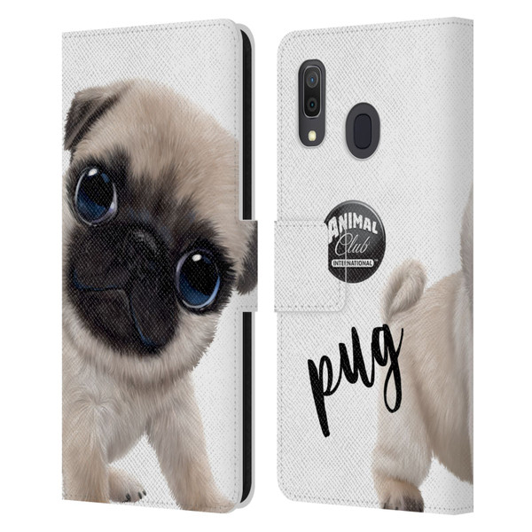 Animal Club International Faces Pug Leather Book Wallet Case Cover For Samsung Galaxy A33 5G (2022)