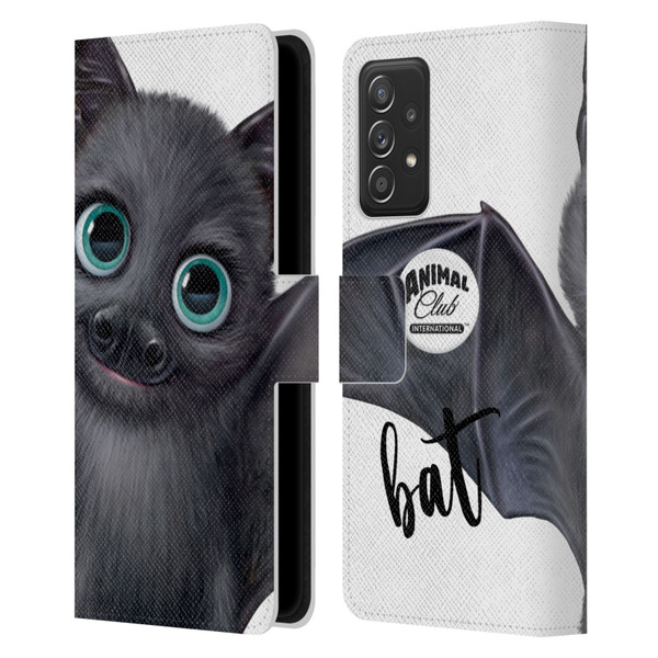 Animal Club International Faces Bat Leather Book Wallet Case Cover For Samsung Galaxy A53 5G (2022)