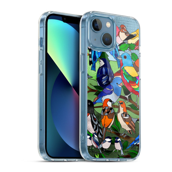 Suzan Lind Birds Stained Glass Soft Gel Case for Apple iPhone 13 Mini & MagSafe