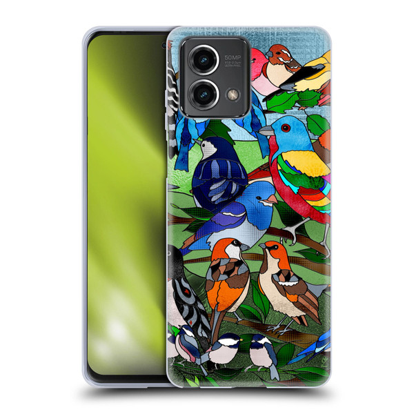 Suzan Lind Birds Stained Glass Soft Gel Case for Motorola Moto G Stylus 5G 2023