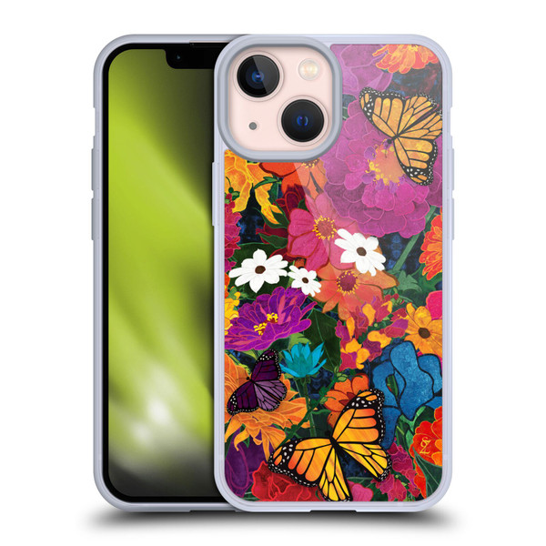 Suzan Lind Butterflies Flower Collage Soft Gel Case for Apple iPhone 13 Mini