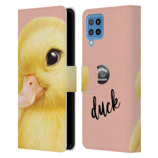 Animal Club International Faces Duck Leather Book Wallet Case Cover For Samsung Galaxy F22 (2021)