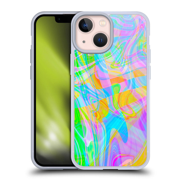 Suzan Lind Marble Abstract Rainbow Soft Gel Case for Apple iPhone 13 Mini