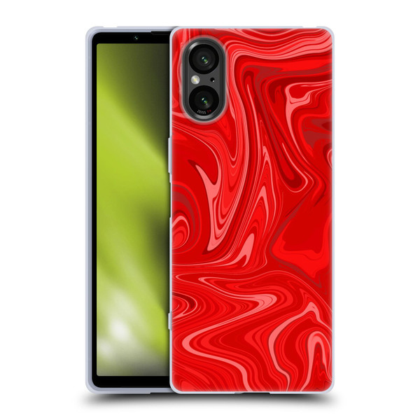 Suzan Lind Marble 2 Red Soft Gel Case for Sony Xperia 5 V 5G