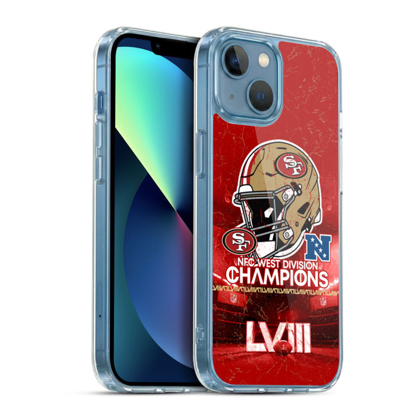 NFL 2024 Division Champions NFC Helmet 49ers Soft Gel Case for Apple iPhone 13 Mini & MagSafe
