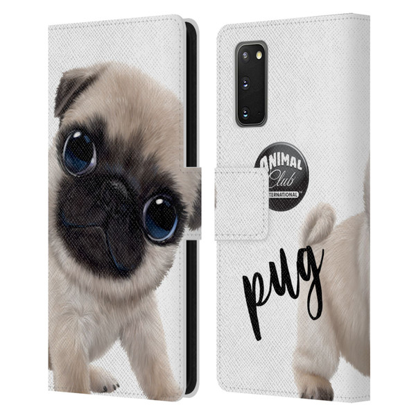 Animal Club International Faces Pug Leather Book Wallet Case Cover For Samsung Galaxy S20 / S20 5G