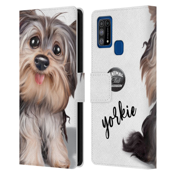 Animal Club International Faces Yorkie Leather Book Wallet Case Cover For Samsung Galaxy M31 (2020)