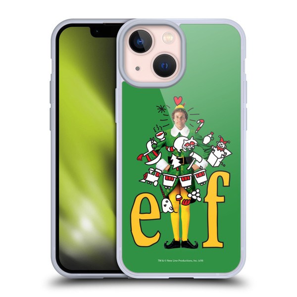 Elf Movie Graphics 2 Doodles Soft Gel Case for Apple iPhone 13 Mini
