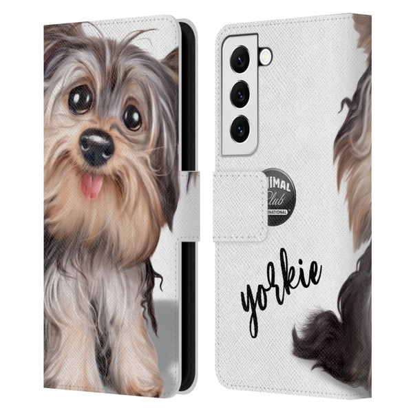 Animal Club International Faces Yorkie Leather Book Wallet Case Cover For Samsung Galaxy S22 5G