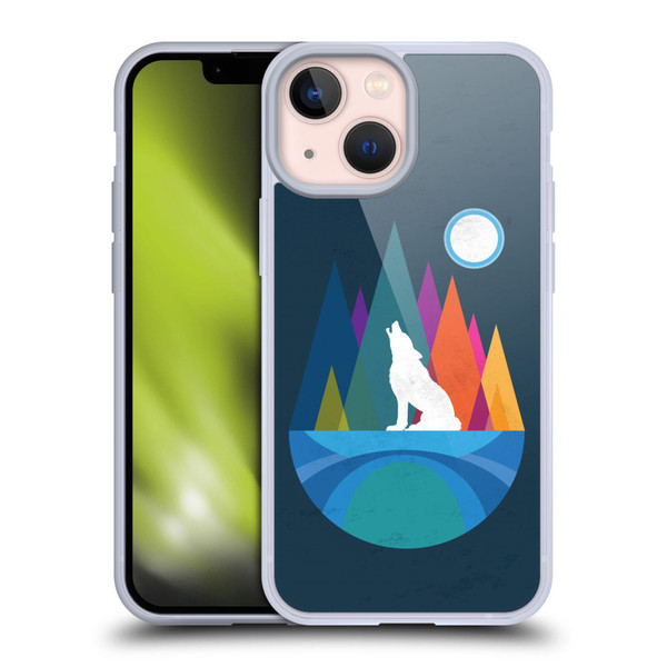 Dave Loblaw Contemporary Art Wolf Mountain With Texture Soft Gel Case for Apple iPhone 13 Mini