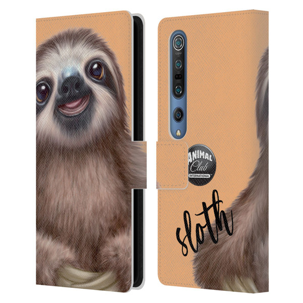 Animal Club International Faces Sloth Leather Book Wallet Case Cover For Xiaomi Mi 10 5G / Mi 10 Pro 5G