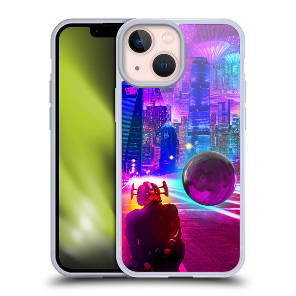 Dave Loblaw Sci-Fi And Surreal Synthwave Street Soft Gel Case for Apple iPhone 13 Mini