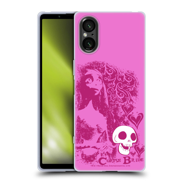 Corpse Bride Key Art Pink Distressed Look Soft Gel Case for Sony Xperia 5 V 5G