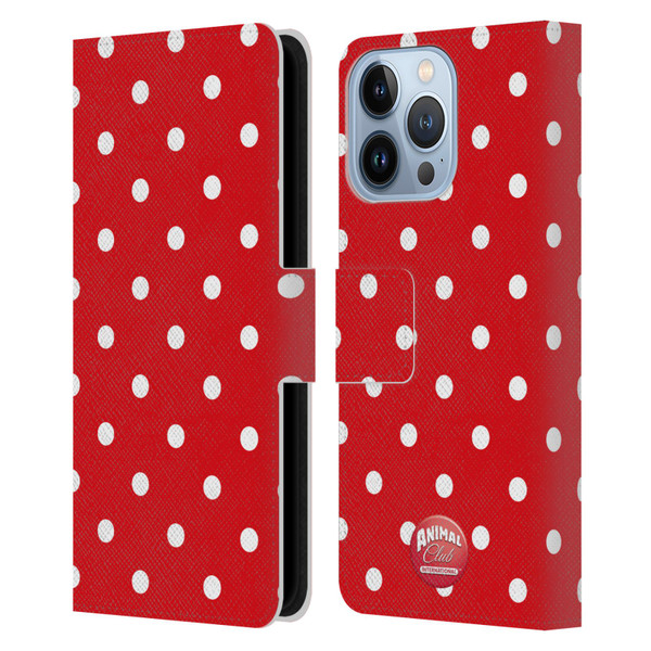 Animal Club International Patterns Polka Dots Red Leather Book Wallet Case Cover For Apple iPhone 13 Pro