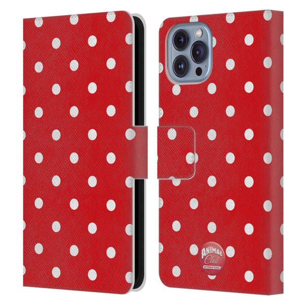 Animal Club International Patterns Polka Dots Red Leather Book Wallet Case Cover For Apple iPhone 14