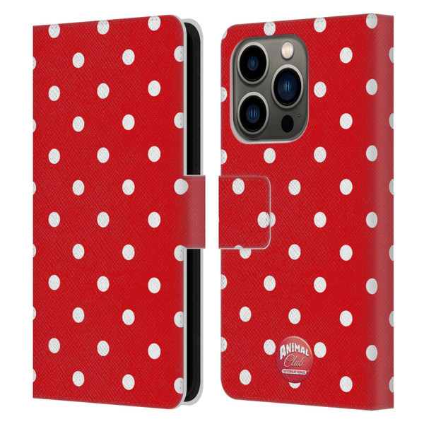 Animal Club International Patterns Polka Dots Red Leather Book Wallet Case Cover For Apple iPhone 14 Pro