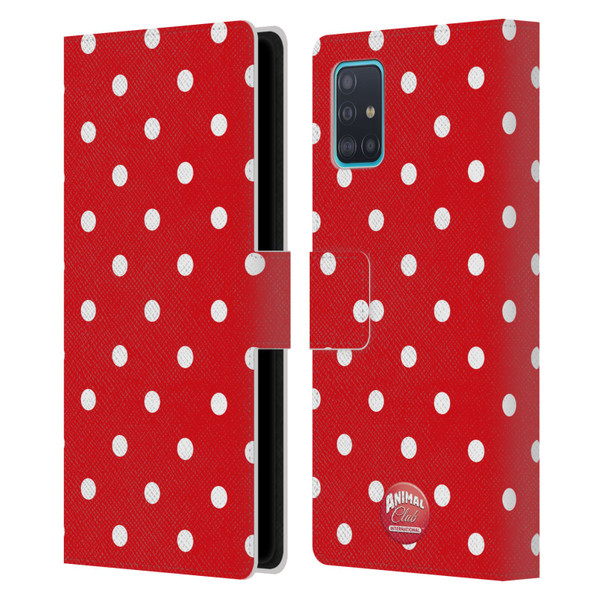 Animal Club International Patterns Polka Dots Red Leather Book Wallet Case Cover For Samsung Galaxy A51 (2019)