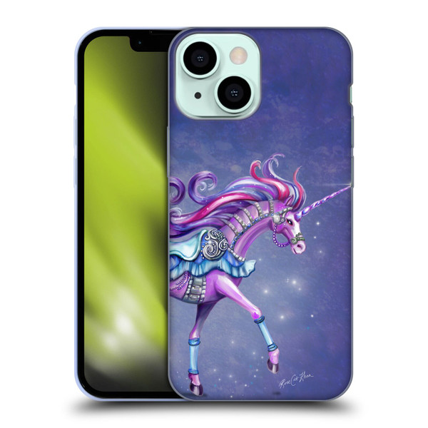 Rose Khan Unicorns Purple Carousel Horse Soft Gel Case for Apple iPhone 13 Mini