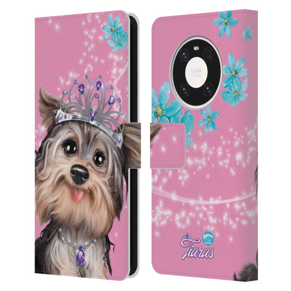 Animal Club International Royal Faces Yorkie Leather Book Wallet Case Cover For Huawei Mate 40 Pro 5G