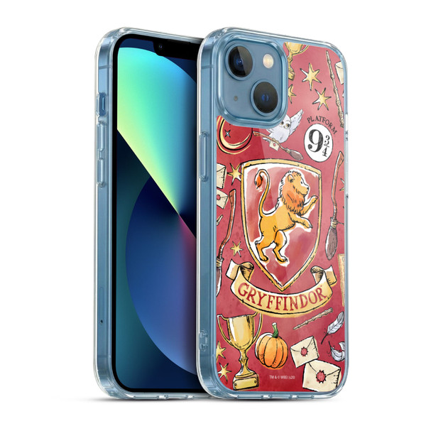 Harry Potter Deathly Hallows XIII Gryffindor Pattern Soft Gel Case for Apple iPhone 13 Mini & MagSafe