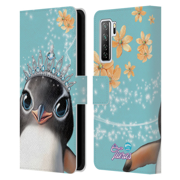Animal Club International Royal Faces Penguin Leather Book Wallet Case Cover For Huawei Nova 7 SE/P40 Lite 5G