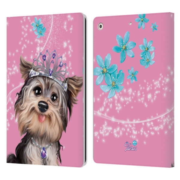 Animal Club International Royal Faces Yorkie Leather Book Wallet Case Cover For Apple iPad 10.2 2019/2020/2021