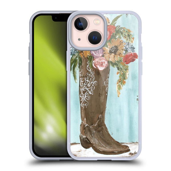 Haley Bush Floral Painting Boot Soft Gel Case for Apple iPhone 13 Mini