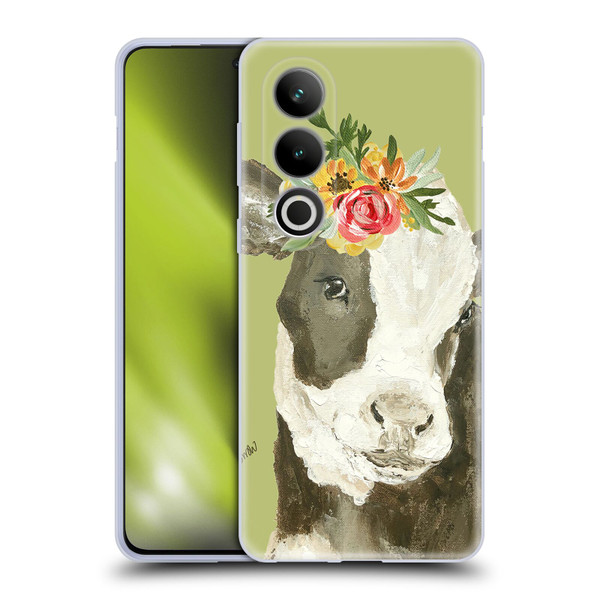 Haley Bush Floral Painting Holstein Cow Soft Gel Case for OPPO OnePlus Ace 3V 5G