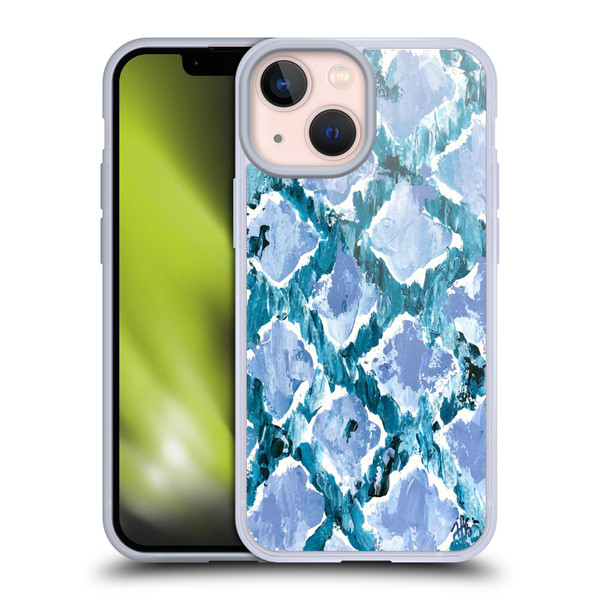 Haley Bush Pattern Painting Blue Diamond Soft Gel Case for Apple iPhone 13 Mini