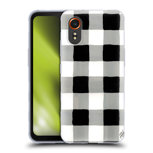Haley Bush Pattern Painting Buffalo Check Black Soft Gel Case for Samsung Galaxy Xcover7 5G