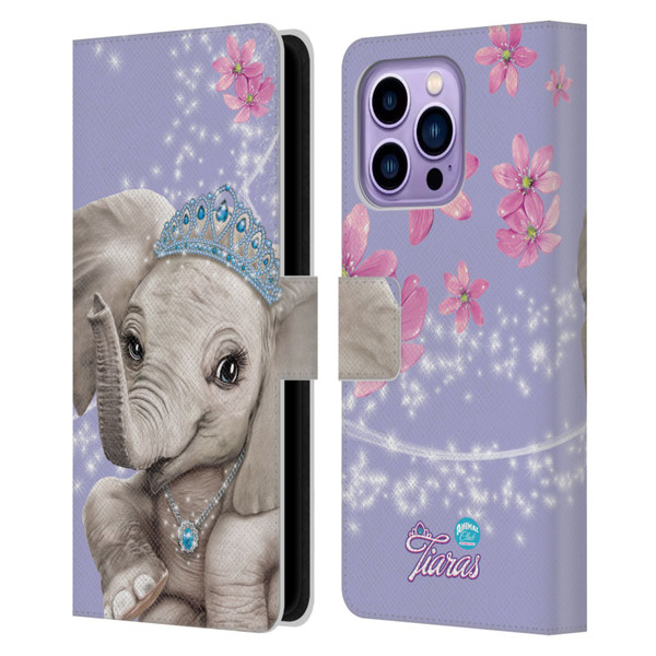 Animal Club International Royal Faces Elephant Leather Book Wallet Case Cover For Apple iPhone 14 Pro Max