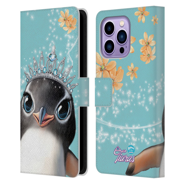 Animal Club International Royal Faces Penguin Leather Book Wallet Case Cover For Apple iPhone 14 Pro Max