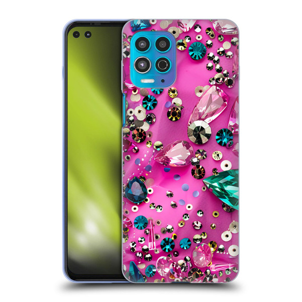 Haroulita Fancy Pattern Gemstones Hot Pink Soft Gel Case for Motorola Moto G100
