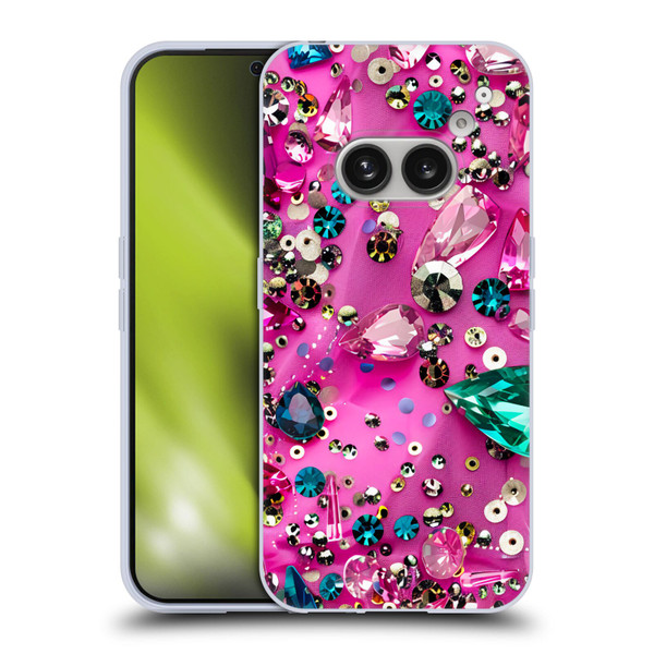 Haroulita Fancy Pattern Gemstones Hot Pink Soft Gel Case for Nothing Phone (2a)