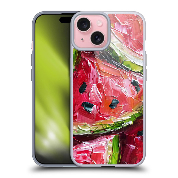 Haroulita Fruit Pattern Watermelon Soft Gel Case for Apple iPhone 15