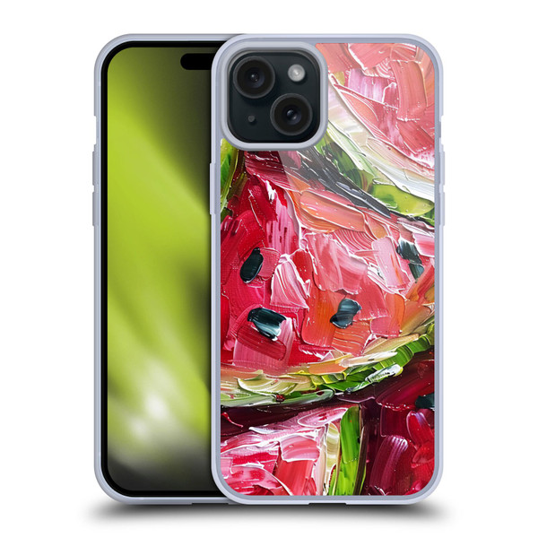 Haroulita Fruit Pattern Watermelon Soft Gel Case for Apple iPhone 15 Plus