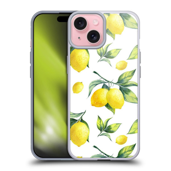Haroulita Fruits White Lemons Soft Gel Case for Apple iPhone 15