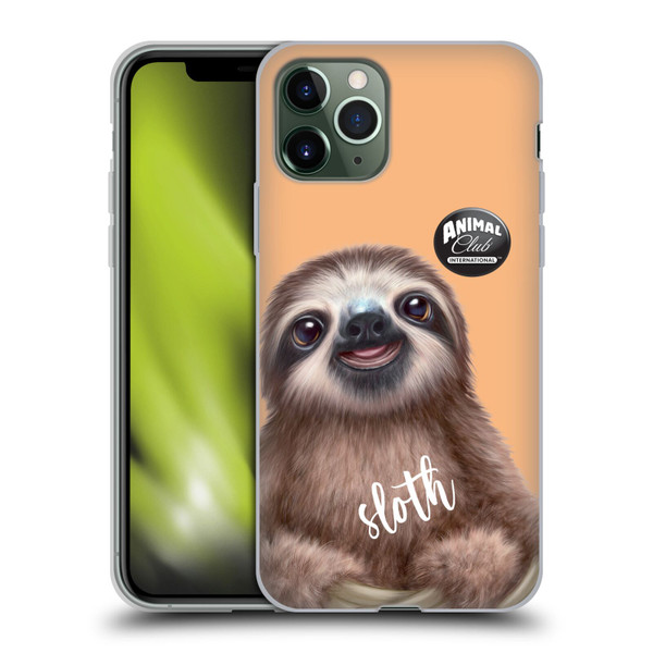 Animal Club International Faces Sloth Soft Gel Case for Apple iPhone 11 Pro
