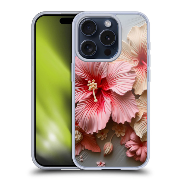 Haroulita Leaves And Flowers Hibiscus Soft Gel Case for Apple iPhone 15 Pro