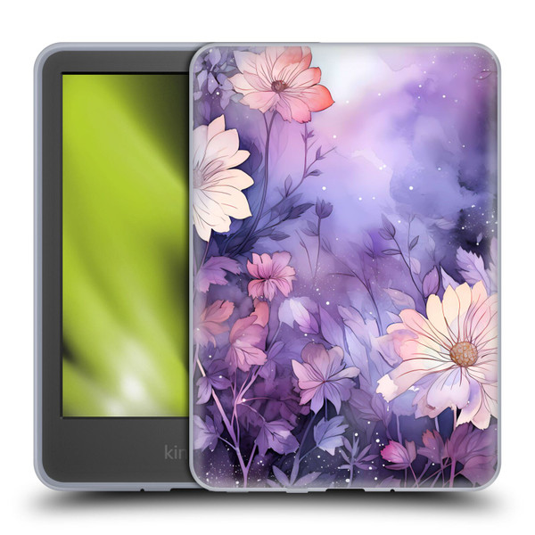 Haroulita Leaves And Flowers Fairy Dust Purple Soft Gel Case for Amazon Kindle 11th Gen 6in 2022