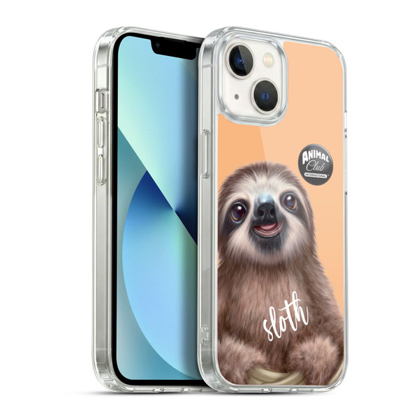 Animal Club International Faces Sloth Soft Gel Case for Apple iPhone 13