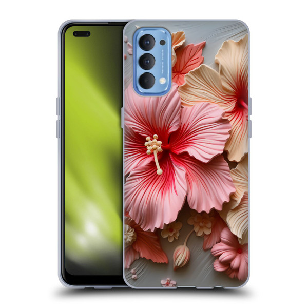Haroulita Leaves And Flowers Hibiscus Soft Gel Case for OPPO Reno 4 5G