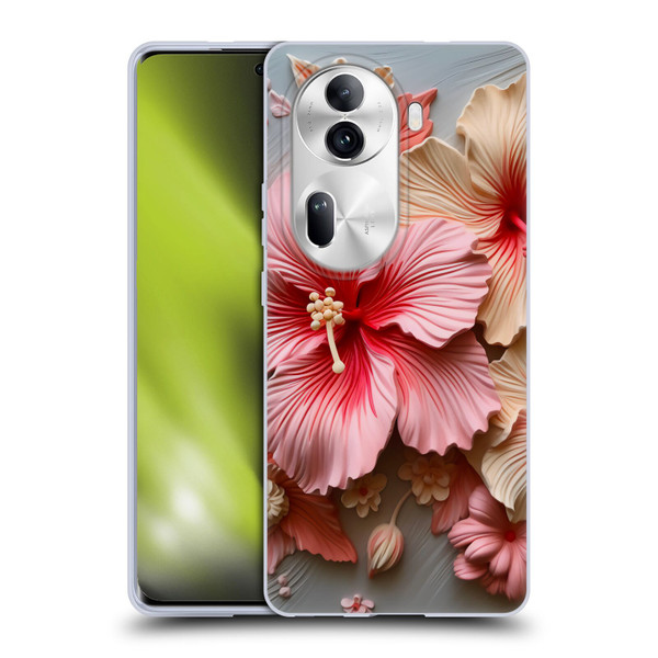Haroulita Leaves And Flowers Hibiscus Soft Gel Case for OPPO Reno11 Pro