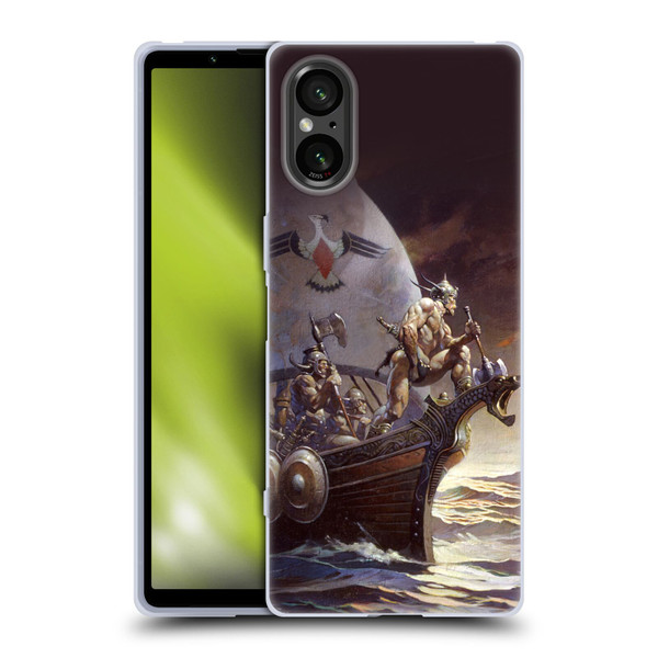 Frank Frazetta Medieval Fantasy Kane on Golden Sea Soft Gel Case for Sony Xperia 5 V 5G