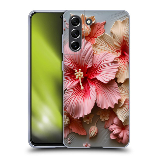 Haroulita Leaves And Flowers Hibiscus Soft Gel Case for Samsung Galaxy S21 FE 5G