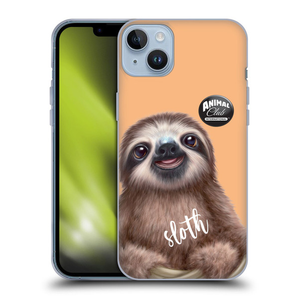 Animal Club International Faces Sloth Soft Gel Case for Apple iPhone 14 Plus