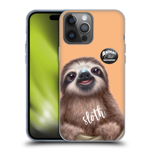 Animal Club International Faces Sloth Soft Gel Case for Apple iPhone 14 Pro Max